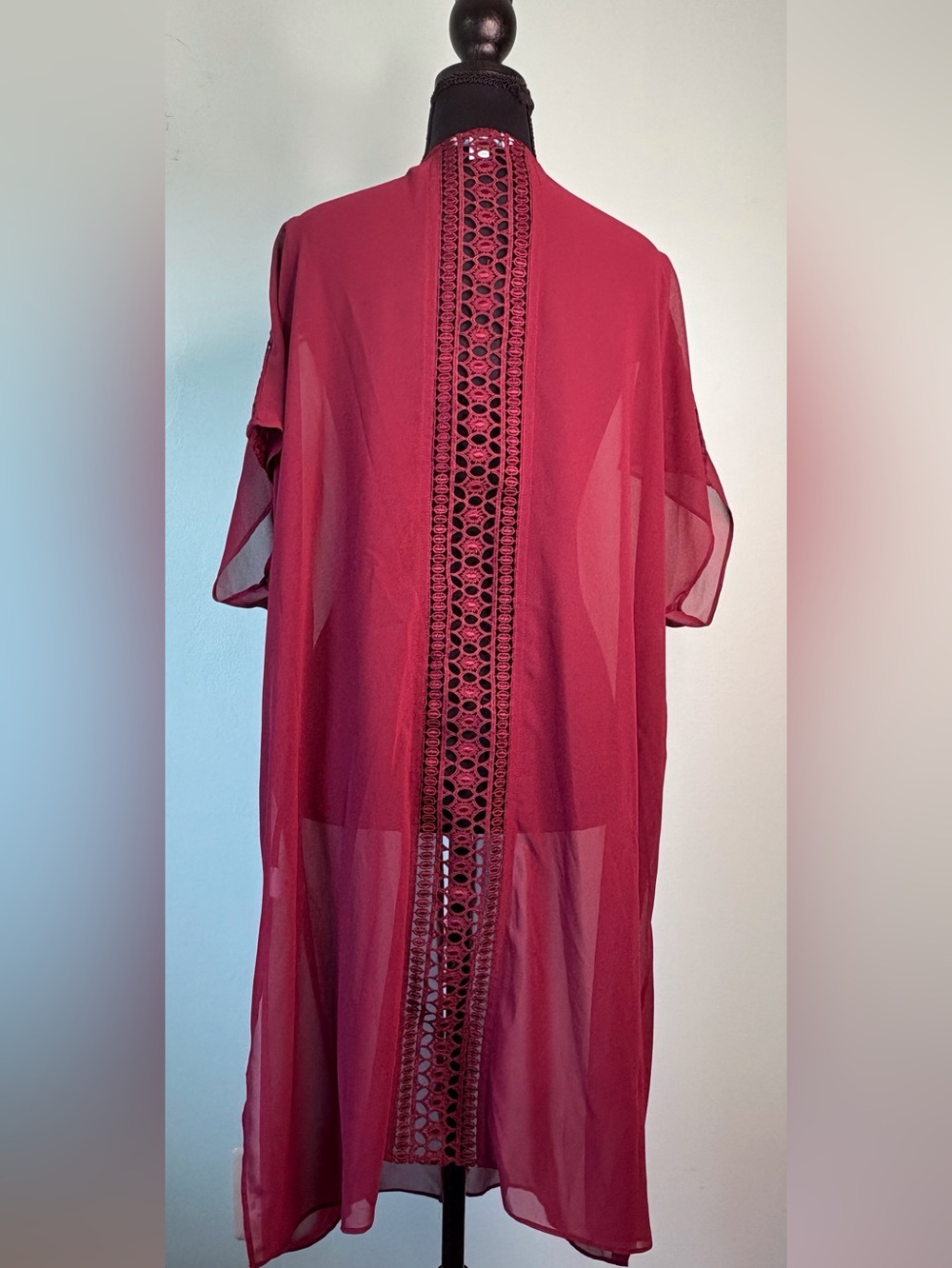 Boutique Burgundy Sheer Chiffon Swim Cover-Up | Women’s 1X